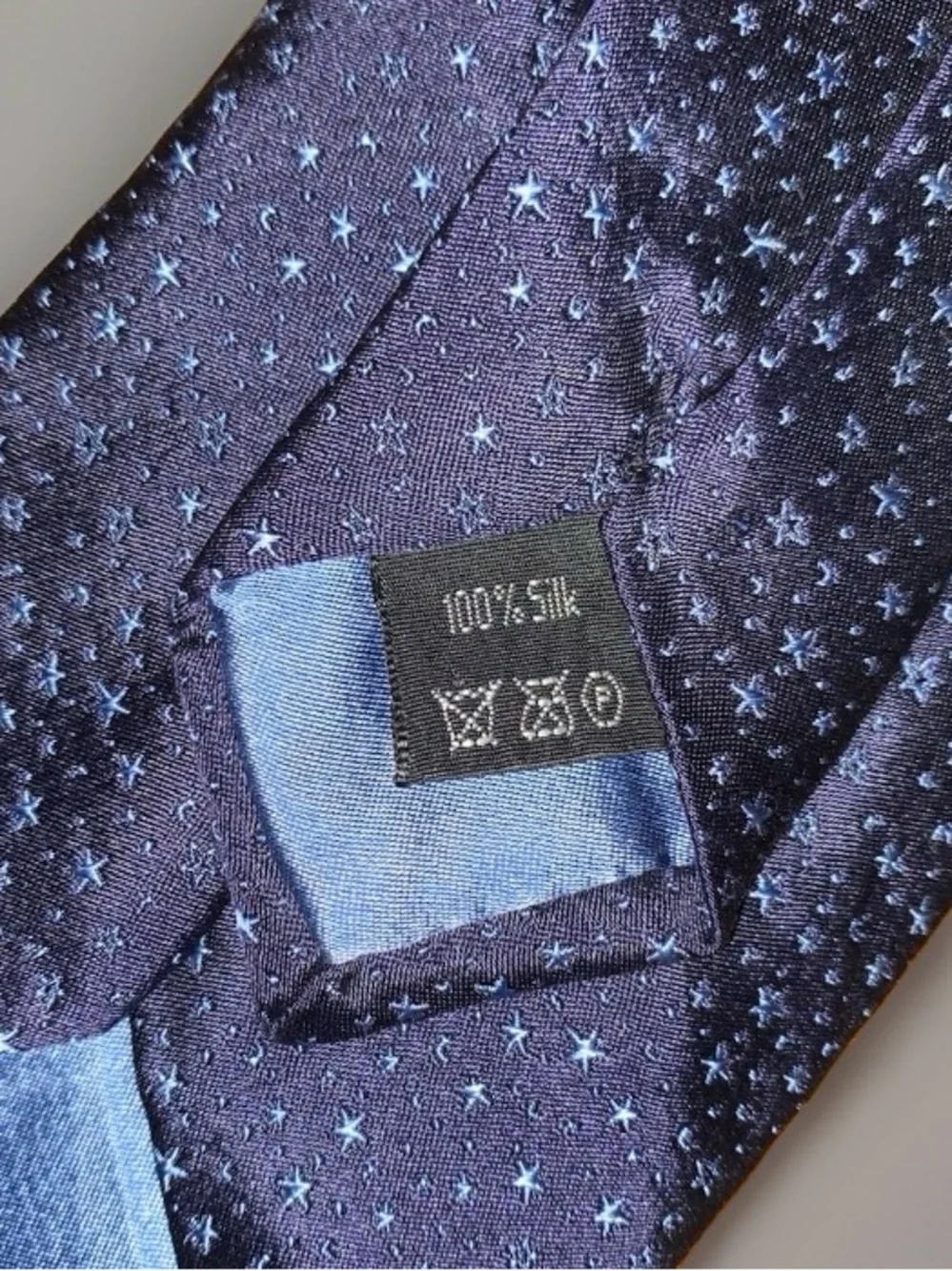 Dunhill Navy Tie with Light Blue Star Pattern